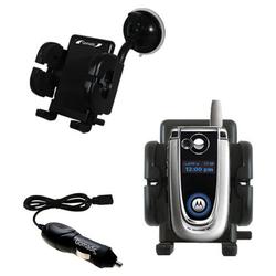 Gomadic Motorola V600 Auto Windshield Holder with Car Charger - Uses TipExchange