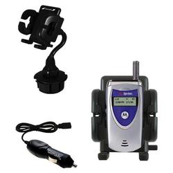 Gomadic Motorola V60v Auto Cup Holder with Car Charger - Uses TipExchange