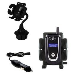 Gomadic Motorola V620 Auto Cup Holder with Car Charger - Uses TipExchange