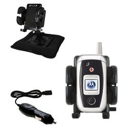 Gomadic Motorola V980 Auto Bean Bag Dash Holder with Car Charger - Uses TipExchange