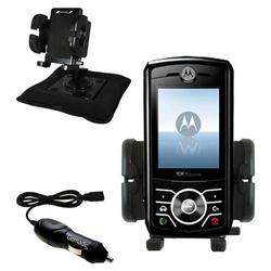 Gomadic Motorola Z Slider Auto Bean Bag Dash Holder with Car Charger - Uses TipExchange