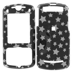 Wireless Emporium, Inc. Motorola Z9 Black w/Glitter Stars Snap-On Protector Case Faceplate