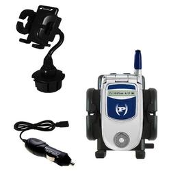 Gomadic Motorola i733 Auto Cup Holder with Car Charger - Uses TipExchange