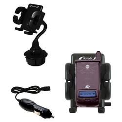 Gomadic Motorola i835w Auto Cup Holder with Car Charger - Uses TipExchange