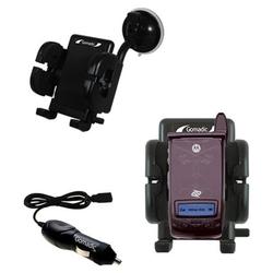 Gomadic Motorola i835w Auto Windshield Holder with Car Charger - Uses TipExchange