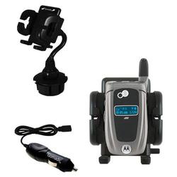 Gomadic Motorola i855 Auto Cup Holder with Car Charger - Uses TipExchange