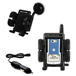 Gomadic Motorola i860 Auto Windshield Holder with Car Charger - Uses TipExchange