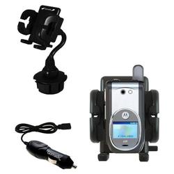Gomadic Motorola i930 Auto Cup Holder with Car Charger - Uses TipExchange
