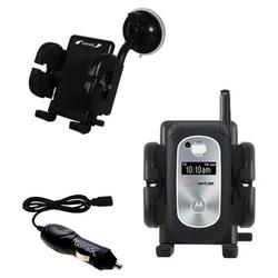 Gomadic Motorola v325i Auto Windshield Holder with Car Charger - Uses TipExchange