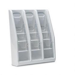 Deflecto Corporation Multi Tiered Leaflet Holder, 12 Pockets, 15 3/4w x 5d x 19 3/4h, Gray Plastic