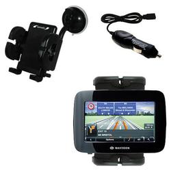 Gomadic Navigon 2100 max Auto Windshield Holder with Car Charger - Uses TipExchange