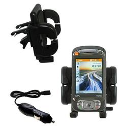 Gomadic Orange SPV M3100 Auto Vent Holder with Car Charger - Uses TipExchange