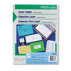 Avery-Dennison PRES A Ply File Folder Laser Label, 2/3 X 3 7/16 Inch, White, 1500 per box