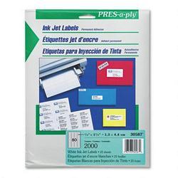 Avery-Dennison PRES A Ply InkJet Address Labels, 1/2 X 1 3/4 Inch, White, 2000 per pkg