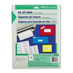 Avery-Dennison PRES A Ply InkJet Address Labels, 1 X 2 5/8 Inch, White, 750 per pkg