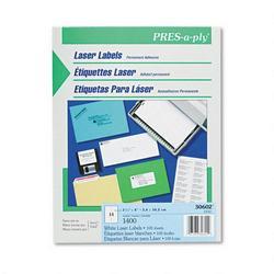 Avery-Dennison PRES A Ply Laser Address Labels, 1 1/3 X 4 Inch, White, 1400 per box