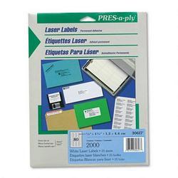 Avery-Dennison PRES A Ply Laser Address Labels, 1/2 X 1 3/4 Inch, White, 2000 per pkg