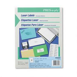 Avery-Dennison PRES A Ply Laser Address Labels, 1 X 2 5/8 Inch, White, 3000 per box