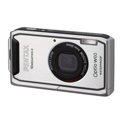 Pentax W60 10 Megapixel Digital Camera w/5x Optical Zoom, 2.5 LCD, Wide Angle Lens, Waterproof up to 4m, & HD Movie - Silver
