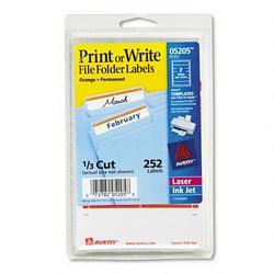 Avery-Dennison Permanent Self Adhes File Folder Typewriter Labels, 3 7/16 x 15/16, Orange, 252/Pack