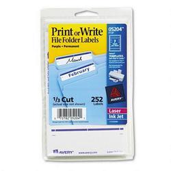 Avery-Dennison Permanent Self Adhes File Folder Typewriter Labels, 3 7/16x 15/16, Purple, 252/Pack