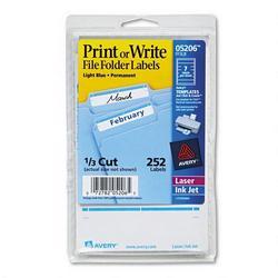 Avery-Dennison Permanent Self Adhes File Folder Typewriter Labels, 3 7/16x15/16, Light Blue, 252/Pack