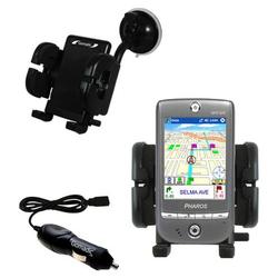 Gomadic Pharos GPS 525 Auto Windshield Holder with Car Charger - Uses TipExchange