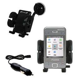 Gomadic Pharos PGS Phone 600 Auto Windshield Holder with Car Charger - Uses TipExchange