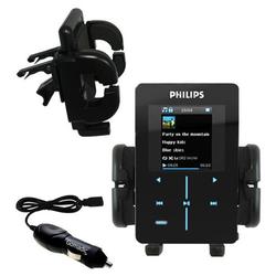 Gomadic Philips GoGear SA9200/17 Auto Vent Holder with Car Charger - Uses TipExchange