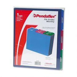 Esselte Pendaflex Corp. Poly File Guides, Jan Dec, 1/3 Cut Top Tabs, Letter, Assorted Colors, 12/Set