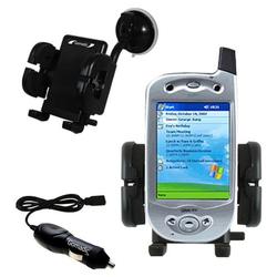 Gomadic Qtek 1010 Auto Windshield Holder with Car Charger - Uses TipExchange