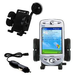 Gomadic Qtek 2020 Auto Windshield Holder with Car Charger - Uses TipExchange