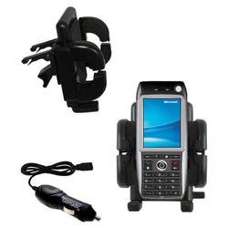 Gomadic Qtek 8600 Auto Vent Holder with Car Charger - Uses TipExchange