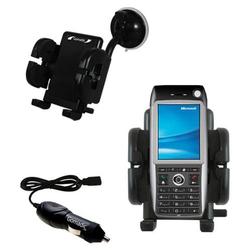 Gomadic Qtek 8600 Auto Windshield Holder with Car Charger - Uses TipExchange