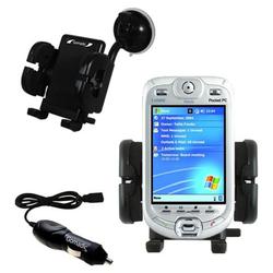 Gomadic Qtek 9090 Auto Windshield Holder with Car Charger - Uses TipExchange