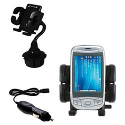 Gomadic Qtek 9100 Auto Cup Holder with Car Charger - Uses TipExchange
