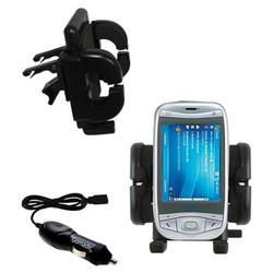 Gomadic Qtek 9100 Auto Vent Holder with Car Charger - Uses TipExchange