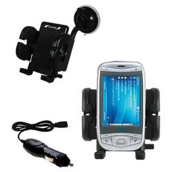 Gomadic Qtek 9100 Auto Windshield Holder with Car Charger - Uses TipExchange