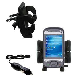 Gomadic Qtek 9600 Auto Vent Holder with Car Charger - Uses TipExchange