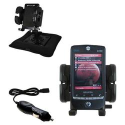 Gomadic Qtek G100 Auto Bean Bag Dash Holder with Car Charger - Uses TipExchange