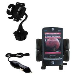 Gomadic Qtek G100 Auto Cup Holder with Car Charger - Uses TipExchange