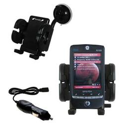 Gomadic Qtek G100 Auto Windshield Holder with Car Charger - Uses TipExchange