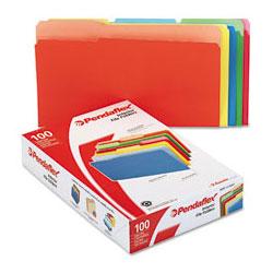 Esselte Pendaflex Corp. Recycled Interior File Folders, Assorted Bright Colors, 1/3 Cut, Legal, 100/Box