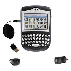 Gomadic Retractable USB Hot Sync Compact Kit with Car & Wall Charger for the Blackberry 7250 - Brand