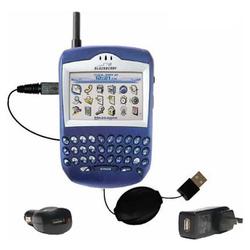 Gomadic Retractable USB Hot Sync Compact Kit with Car & Wall Charger for the Blackberry 7510 - Brand