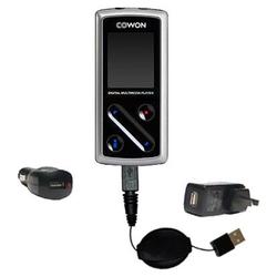Gomadic Retractable USB Hot Sync Compact Kit with Car & Wall Charger for the Cowon iAudio 6 - Brand