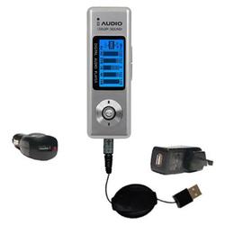 Gomadic Retractable USB Hot Sync Compact Kit with Car & Wall Charger for the Cowon iAudio U2 - Brand