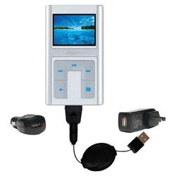 Gomadic Retractable USB Hot Sync Compact Kit with Car & Wall Charger for the Creative Zen Sleek Photo - Goma