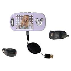 Gomadic Retractable USB Hot Sync Compact Kit with Car & Wall Charger for the Disney Mix Max DS19012 - Gomadi