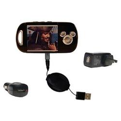 Gomadic Retractable USB Hot Sync Compact Kit with Car & Wall Charger for the Disney Mix Max DS19013 - Gomadi